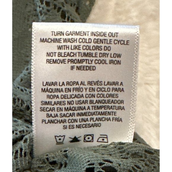 Bongo Brand Lace Short Sleeve Top Green 100% Nylon Junior's Size S - Picture 9 of 10